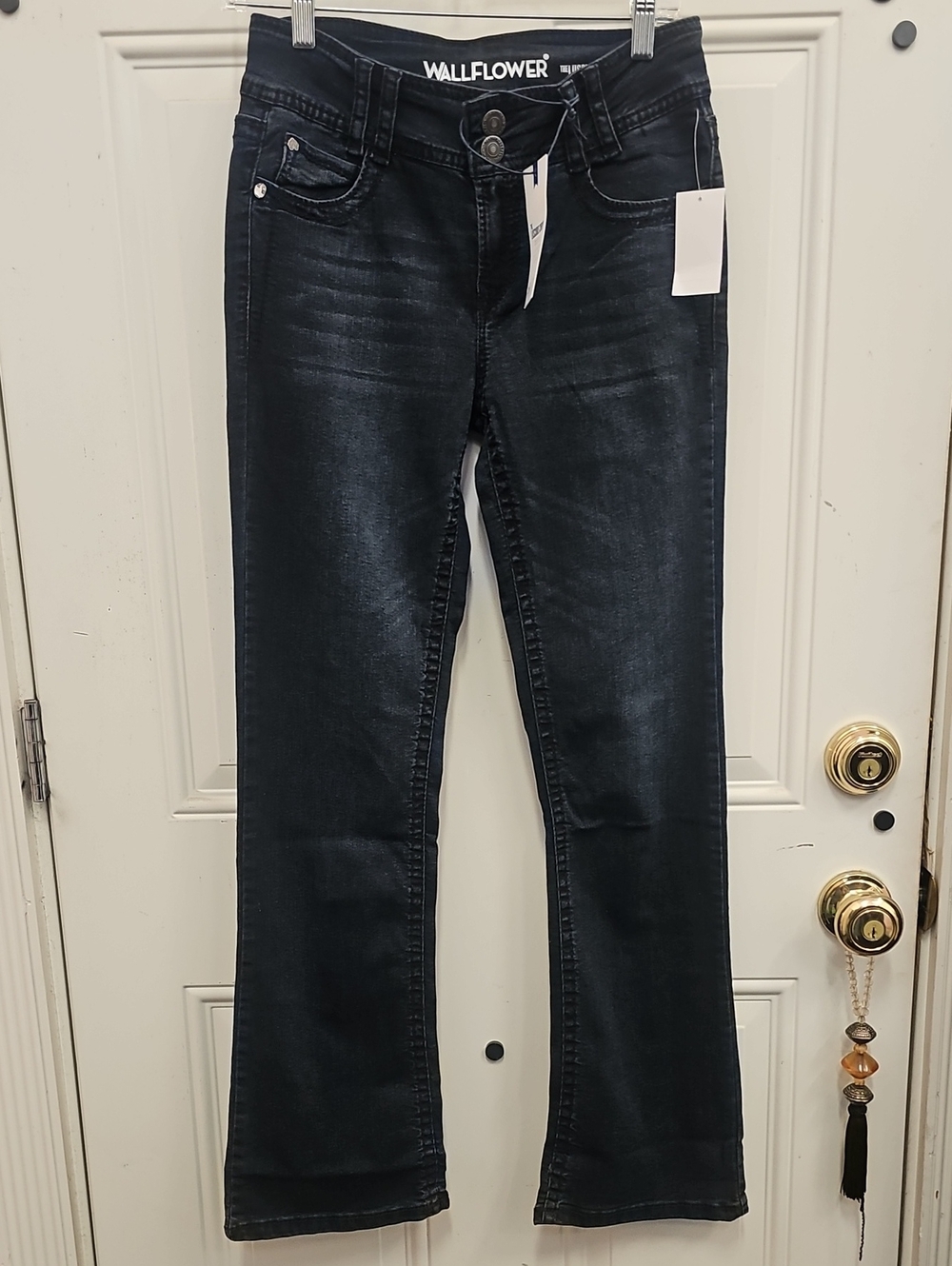 Wallflower Women's Black/Dark Wash Bootcut Jeans